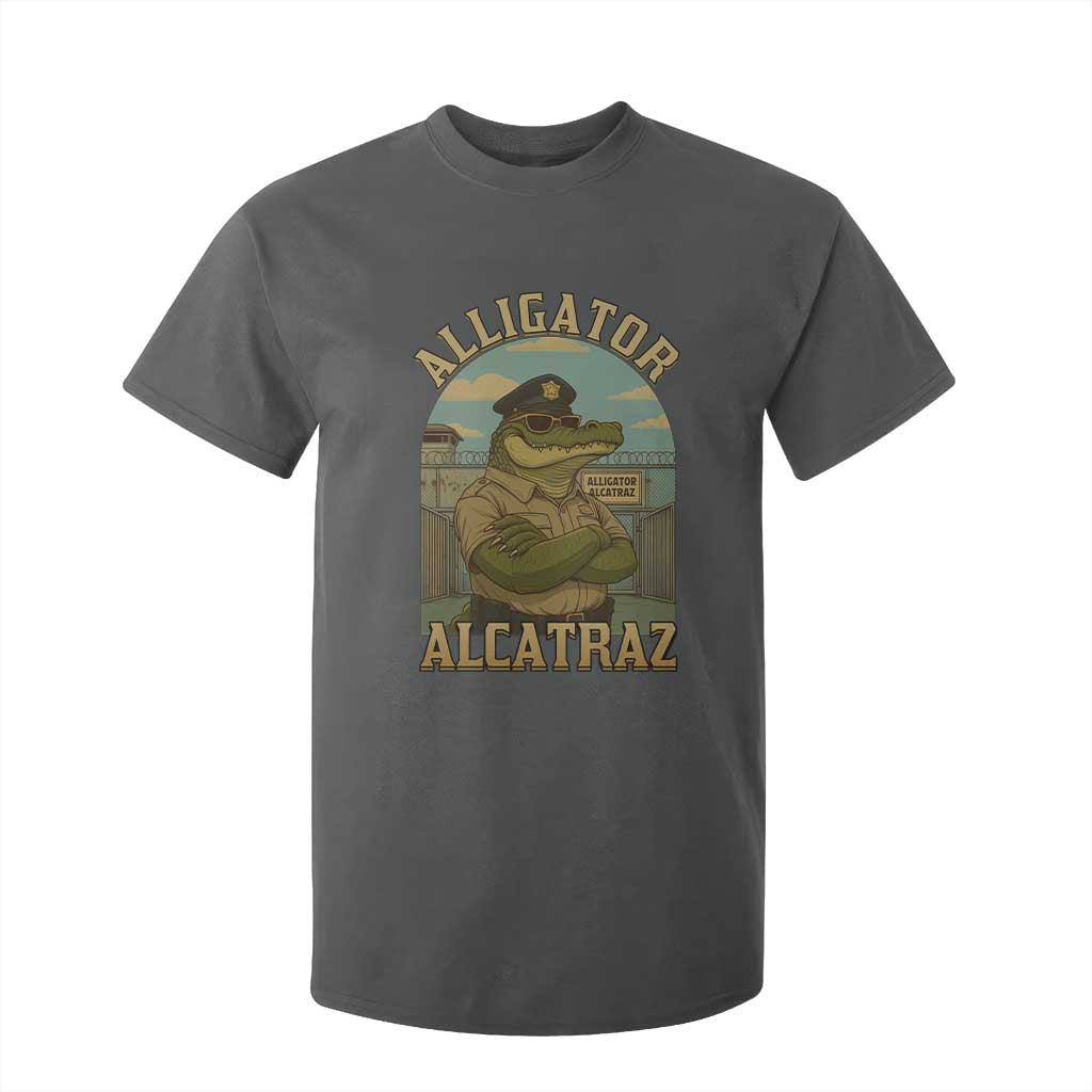 Funny Aligator Alcatraz Everglades T Shirt For Kid Police Alligator Alligatraz Meme TS11 Dark Heather Print Your Wear