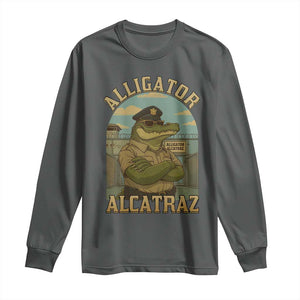 Funny Aligator Alcatraz Everglades Long Sleeve Shirt Police Alligator Alligatraz Meme TS11 Dark Heather Print Your Wear