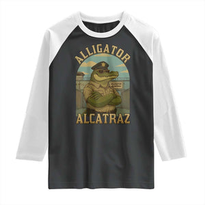 Funny Aligator Alcatraz Everglades Raglan Shirt Police Alligator Alligatraz Meme TS11 Black White Print Your Wear