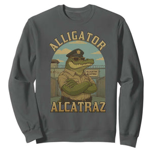 Funny Aligator Alcatraz Everglades Sweatshirt Police Alligator Alligatraz Meme TS11 Dark Heather Print Your Wear