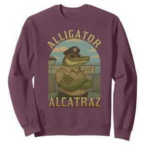 Funny Aligator Alcatraz Everglades Sweatshirt Police Alligator Alligatraz Meme TS11 Maroon Print Your Wear