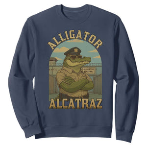 Funny Aligator Alcatraz Everglades Sweatshirt Police Alligator Alligatraz Meme TS11 Navy Print Your Wear