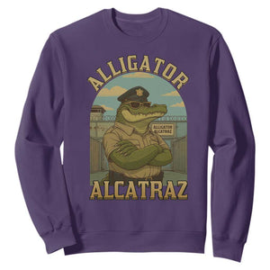 Funny Aligator Alcatraz Everglades Sweatshirt Police Alligator Alligatraz Meme TS11 Purple Print Your Wear