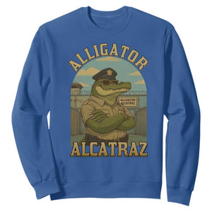 Funny Aligator Alcatraz Everglades Sweatshirt Police Alligator Alligatraz Meme TS11 Royal Blue Print Your Wear