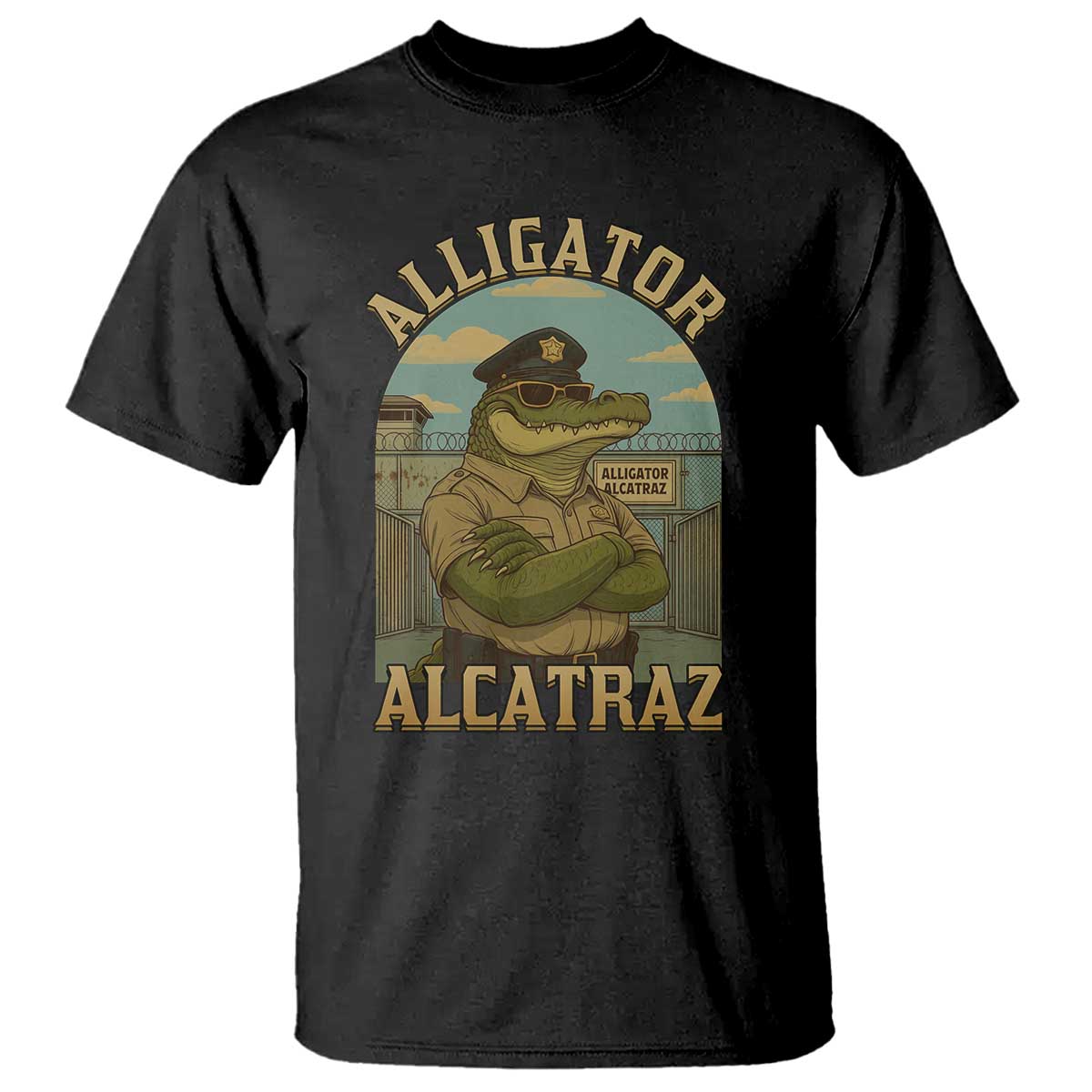 Funny Aligator Alcatraz Everglades T Shirt Police Alligator Alligatraz Meme TS11 Black Print Your Wear