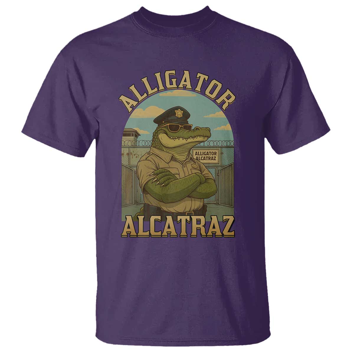 Funny Aligator Alcatraz Everglades T Shirt Police Alligator Alligatraz Meme TS11 Purple Print Your Wear
