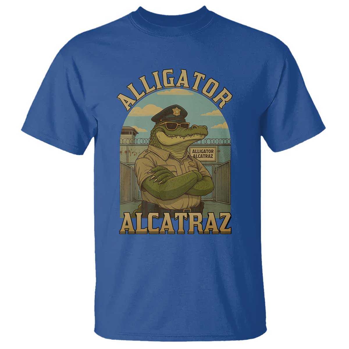 Funny Aligator Alcatraz Everglades T Shirt Police Alligator Alligatraz Meme TS11 Royal Blue Print Your Wear