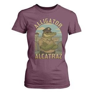 Funny Aligator Alcatraz Everglades T Shirt For Women Police Alligator Alligatraz Meme TS11 Maroon Print Your Wear