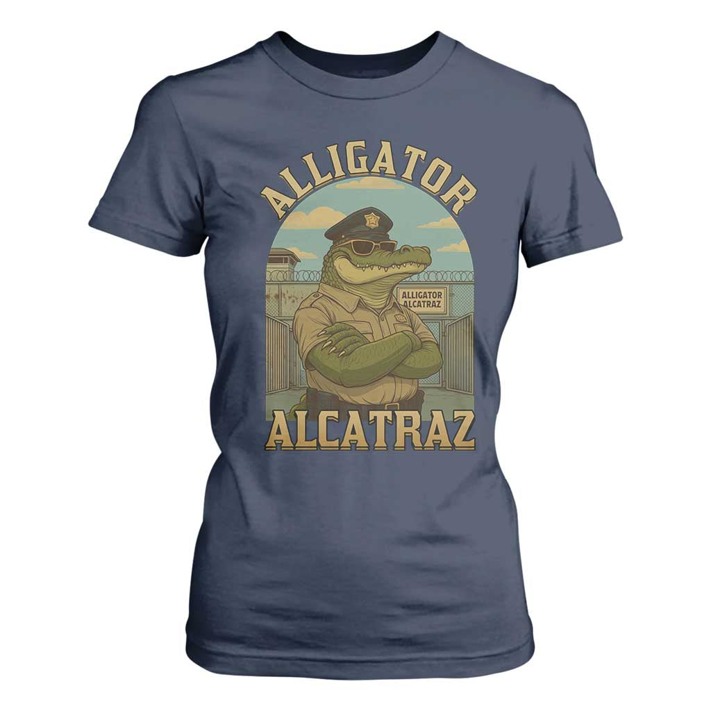 Funny Aligator Alcatraz Everglades T Shirt For Women Police Alligator Alligatraz Meme TS11 Navy Print Your Wear