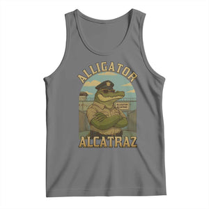 Funny Aligator Alcatraz Everglades Tank Top Police Alligator Alligatraz Meme TS11 Black Heather Print Your Wear