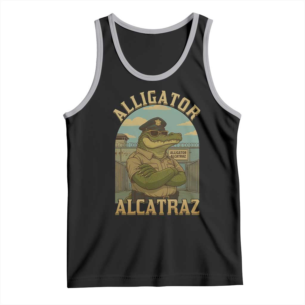 Funny Aligator Alcatraz Everglades Tank Top Police Alligator Alligatraz Meme TS11 Black Athletic Heather Print Your Wear