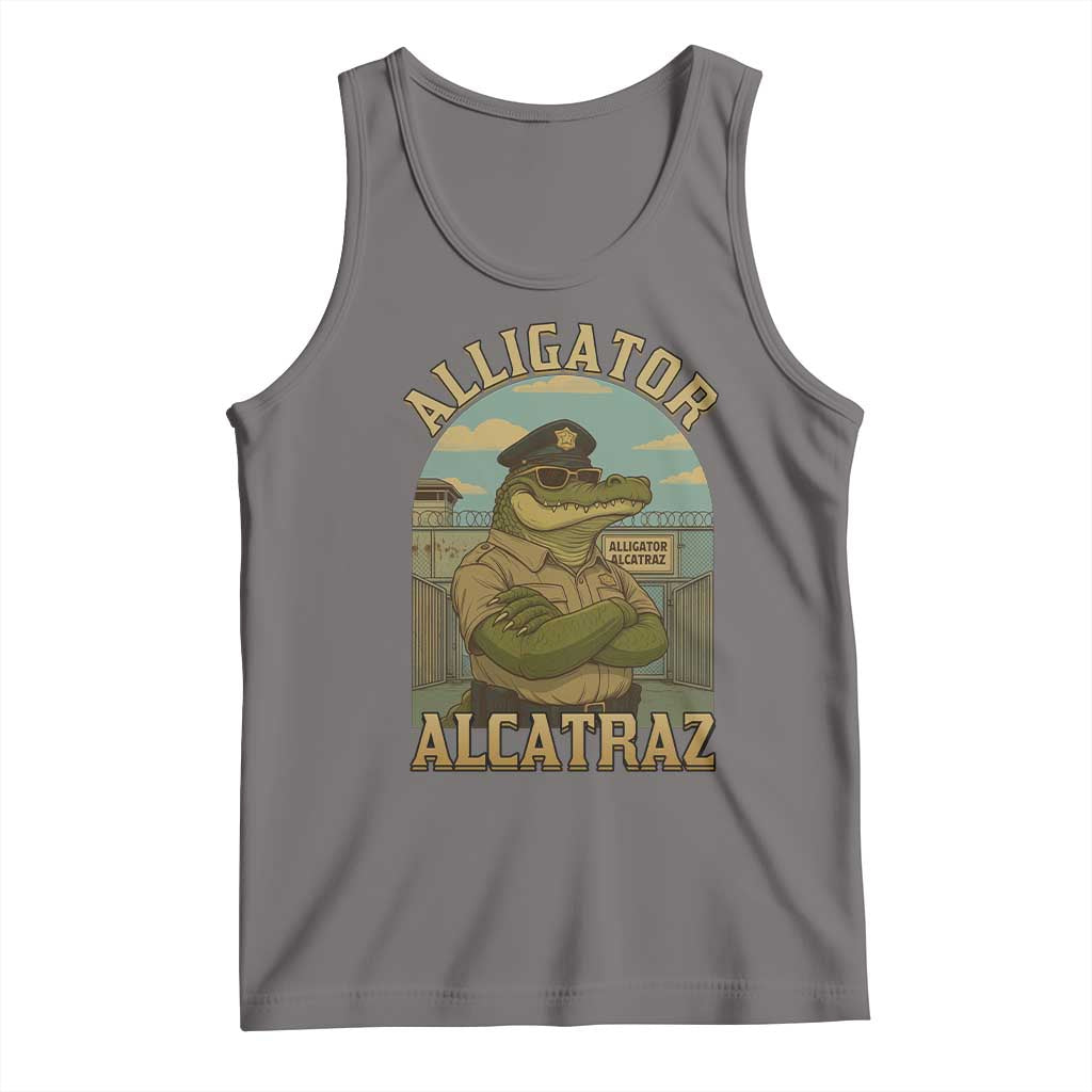 Funny Aligator Alcatraz Everglades Tank Top Police Alligator Alligatraz Meme TS11 Deep Heather Print Your Wear