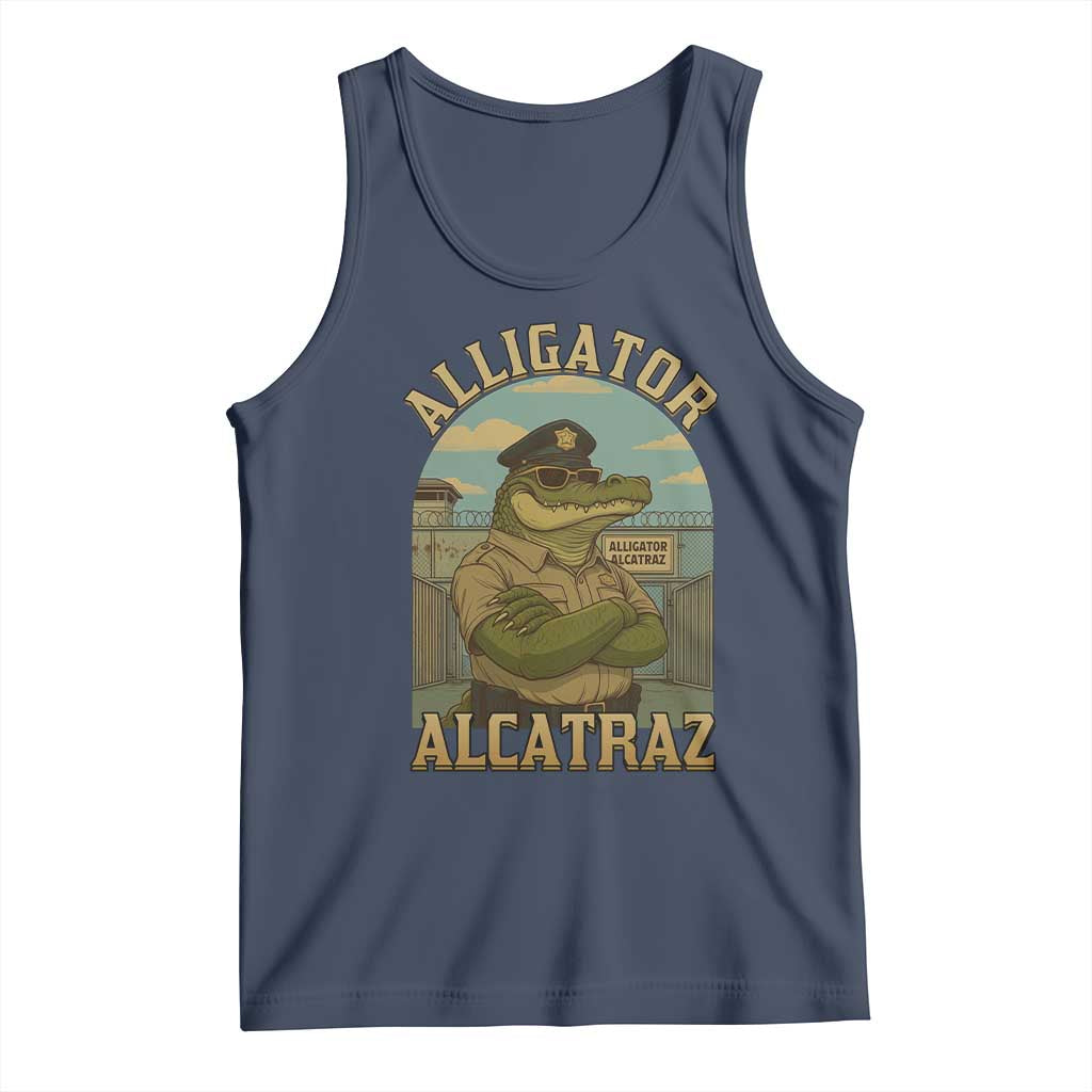 Funny Aligator Alcatraz Everglades Tank Top Police Alligator Alligatraz Meme TS11 Navy Print Your Wear