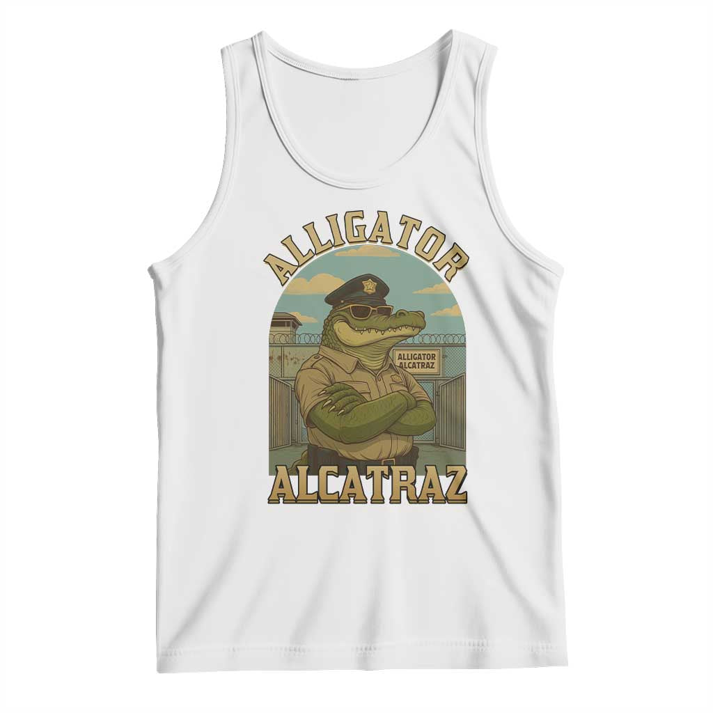 Funny Aligator Alcatraz Everglades Tank Top Police Alligator Alligatraz Meme TS11 White Print Your Wear