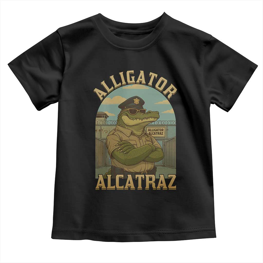 Funny Aligator Alcatraz Everglades Toddler T Shirt Police Alligator Alligatraz Meme TS11 Black Print Your Wear