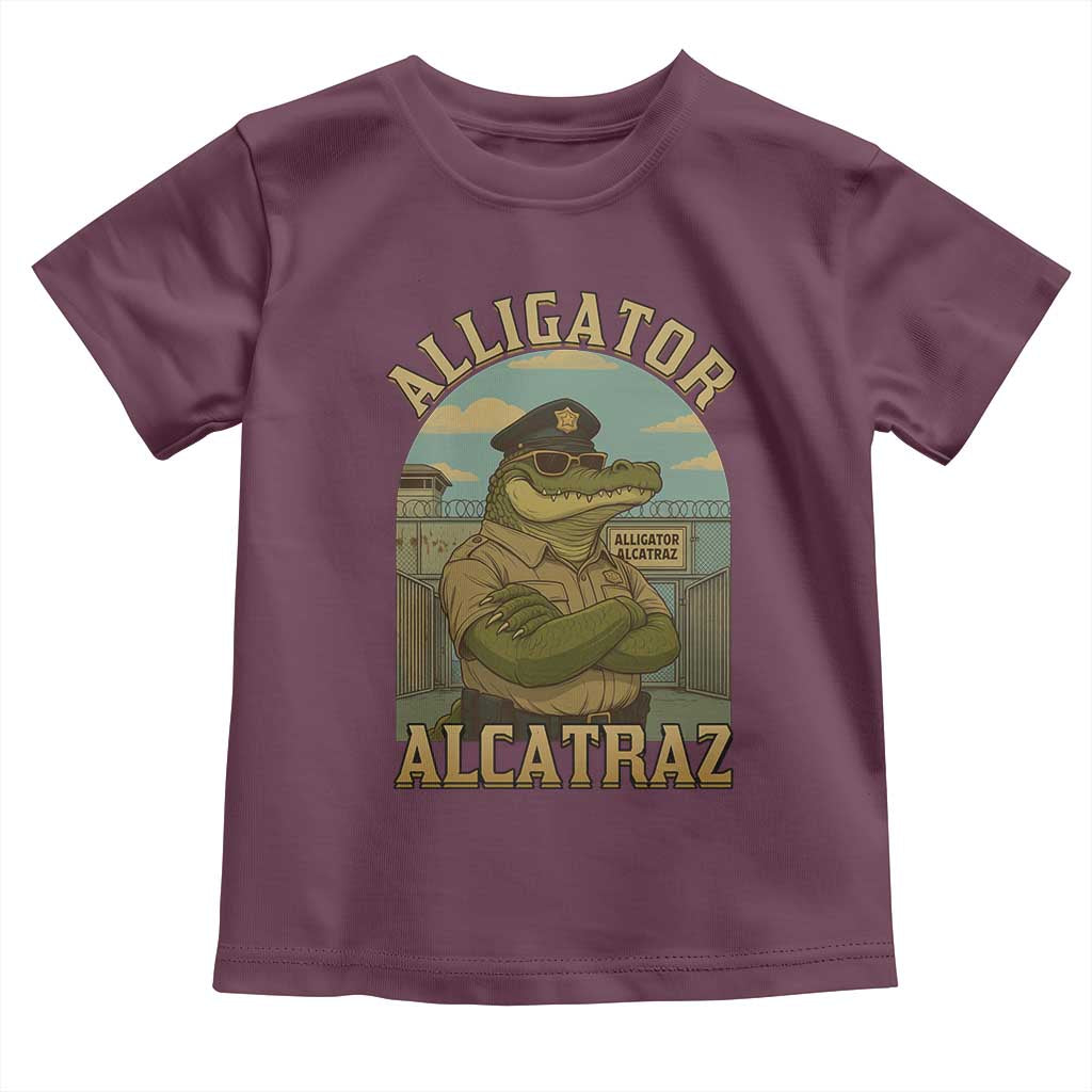 Funny Aligator Alcatraz Everglades Toddler T Shirt Police Alligator Alligatraz Meme TS11 Maroon Print Your Wear