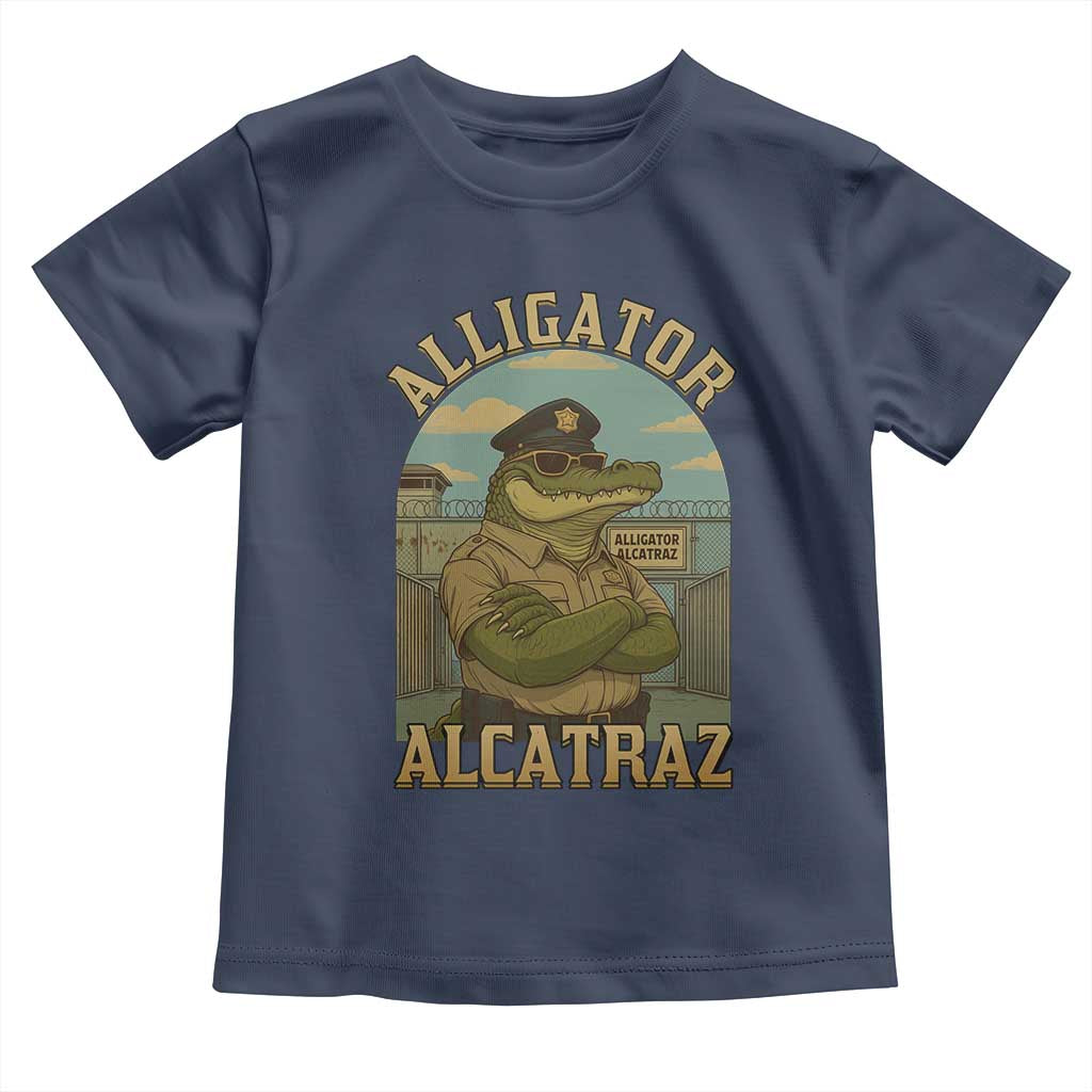 Funny Aligator Alcatraz Everglades Toddler T Shirt Police Alligator Alligatraz Meme TS11 Navy Print Your Wear