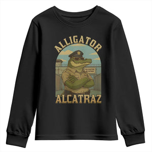 Funny Aligator Alcatraz Everglades Youth Sweatshirt Police Alligator Alligatraz Meme TS11 Black Print Your Wear