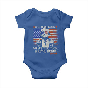 Funny Trump They Don't Know What The Fuck They're Doing Baby Onesie Vintage American Flag TS11 Royal Blue Print Your Wear