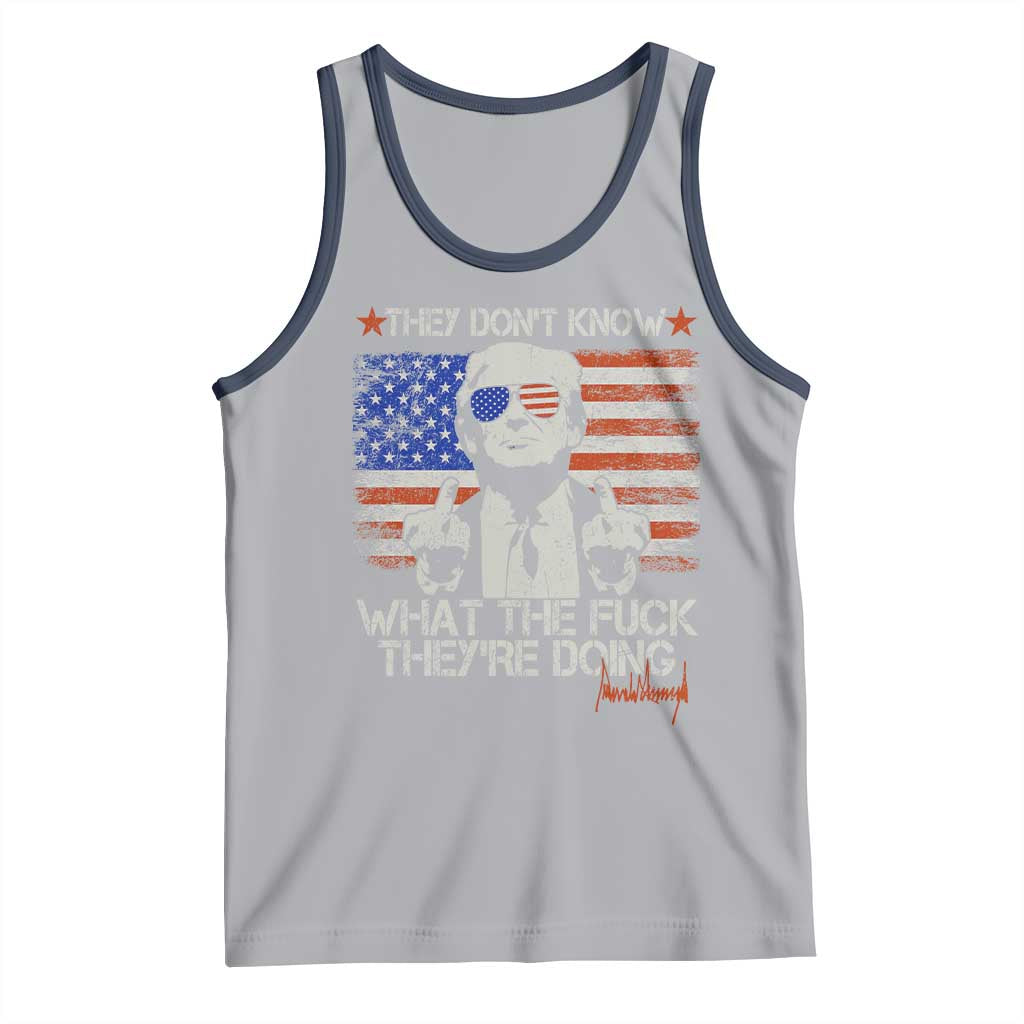 Funny Trump They Don't Know What The Fuck They're Doing Tank Top Vintage American Flag TS11 Athletic Heather Navy Print Your Wear