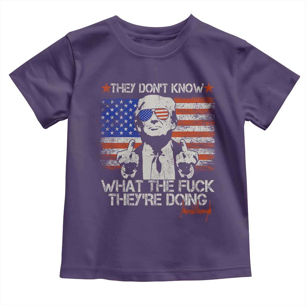 Funny Trump They Don't Know What The Fuck They're Doing Toddler T Shirt Vintage American Flag TS11 Purple Print Your Wear