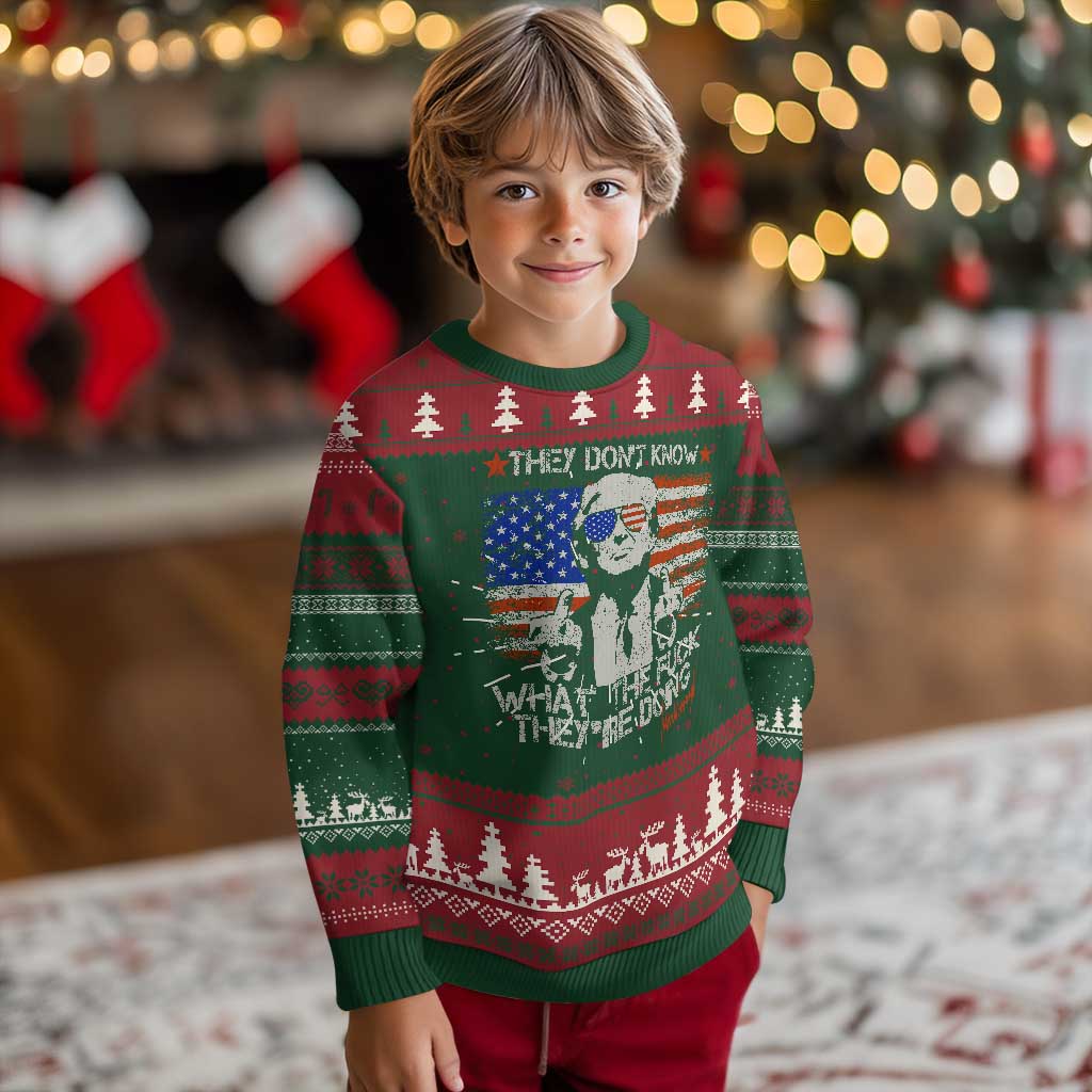 Funny Trump They Don't Know What The Fuck They're Doing Knit Sweatshirt Vintage American Flag TS11 Christmas Print Your Wear