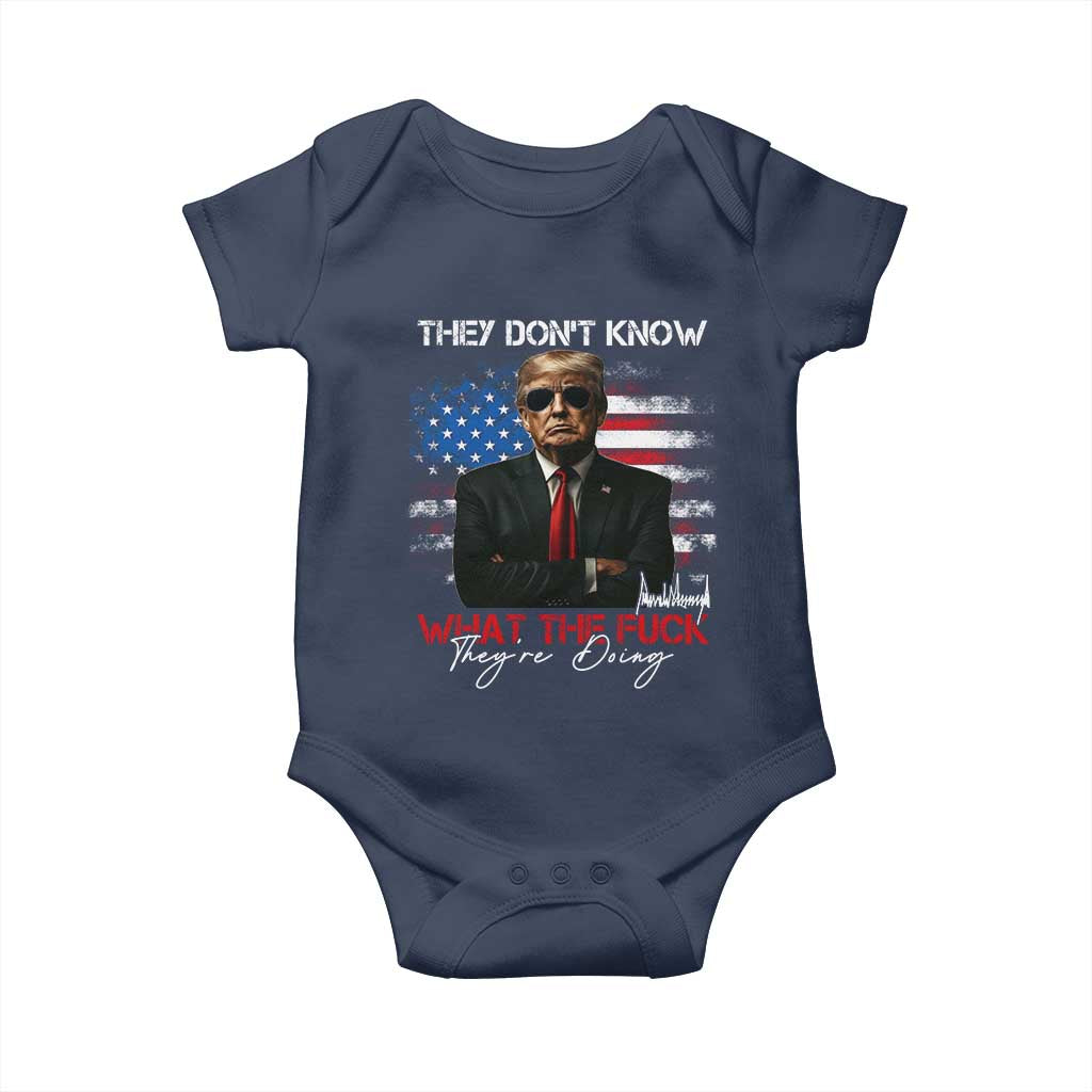 Funny Trump They Don't Know What The Fuck They're Doing Baby Onesie American Flag TS11 Navy Print Your Wear