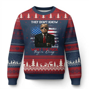 Funny Trump They Don't Know What The Fuck They're Doing Ugly Christmas Sweater American Flag TS11 Navy Red Print Your Wear