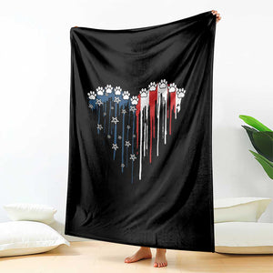 Patriotic Dog And Cat Paw American Flag Heart 4th Of July Throw Blanket TS11 Print Your Wear