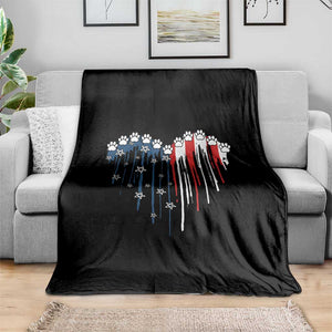 Patriotic Dog And Cat Paw American Flag Heart 4th Of July Throw Blanket TS11 Print Your Wear