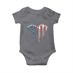 Patriotic Dog And Cat Paw American Flag Heart 4th Of July Baby Onesie TS11 Charcoal Print Your Wear