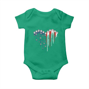 Patriotic Dog And Cat Paw American Flag Heart 4th Of July Baby Onesie TS11 Irish Green Print Your Wear