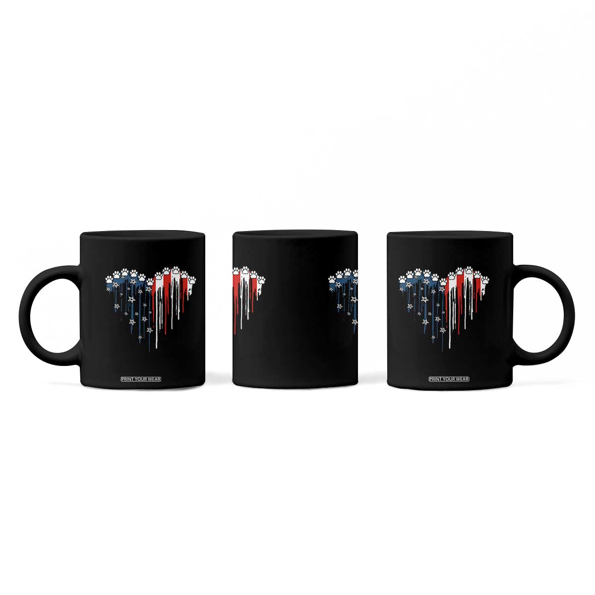 Patriotic Dog And Cat Paw American Flag Heart 4th Of July Coffee Mug TS11 Print Your Wear