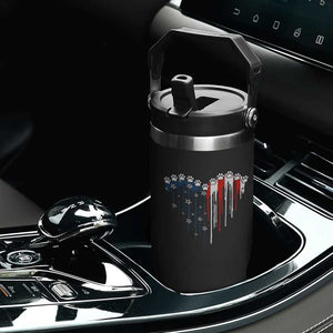 Patriotic Dog And Cat Paw American Flag Heart 4th Of July Flip Straw Tumbler TS11 Print Your Wear