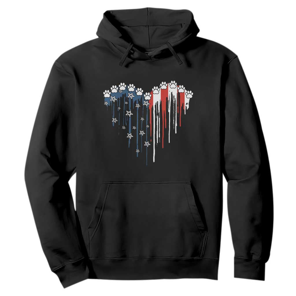 Patriotic Dog And Cat Paw American Flag Heart 4th Of July Hoodie TS11 Black Print Your Wear