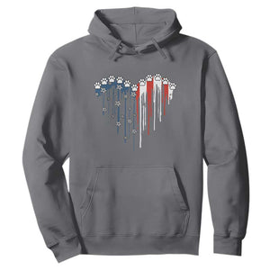 Patriotic Dog And Cat Paw American Flag Heart 4th Of July Hoodie TS11 Charcoal Print Your Wear