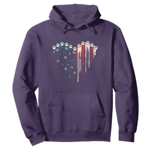 Patriotic Dog And Cat Paw American Flag Heart 4th Of July Hoodie TS11 Purple Print Your Wear