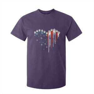 Patriotic Dog And Cat Paw American Flag Heart 4th Of July T Shirt For Kid TS11 Purple Print Your Wear
