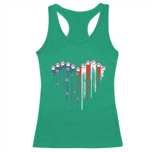 Patriotic Dog And Cat Paw American Flag Heart 4th Of July Racerback Tank Top TS11 Irish Green Print Your Wear