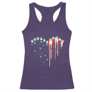 Patriotic Dog And Cat Paw American Flag Heart 4th Of July Racerback Tank Top TS11 Purple Print Your Wear