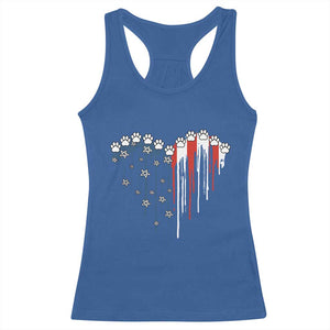 Patriotic Dog And Cat Paw American Flag Heart 4th Of July Racerback Tank Top TS11 Royal Blue Print Your Wear