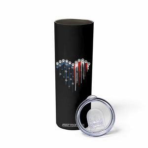 Patriotic Dog And Cat Paw American Flag Heart 4th Of July Skinny Tumbler TS11 Print Your Wear