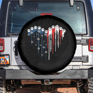 Patriotic Dog And Cat Paw American Flag Heart 4th Of July Spare Tire Cover TS11 No hole Black Print Your Wear