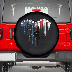 Patriotic Dog And Cat Paw American Flag Heart 4th Of July Spare Tire Cover TS11 Black Print Your Wear