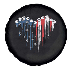 Patriotic Dog And Cat Paw American Flag Heart 4th Of July Spare Tire Cover TS11 Print Your Wear