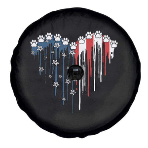 Patriotic Dog And Cat Paw American Flag Heart 4th Of July Spare Tire Cover TS11 Print Your Wear
