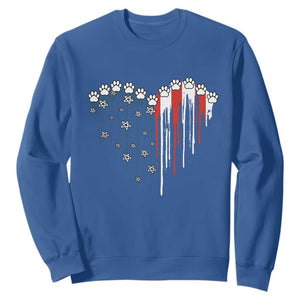 Patriotic Dog And Cat Paw American Flag Heart 4th Of July Sweatshirt TS11 Royal Blue Print Your Wear