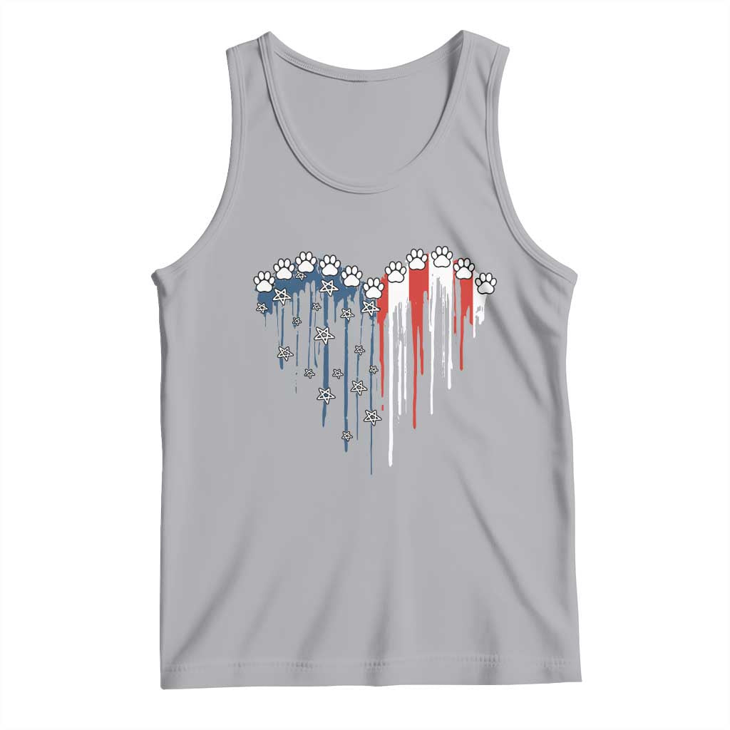 Patriotic Dog And Cat Paw American Flag Heart 4th Of July Tank Top TS11 Athletic Heather Print Your Wear