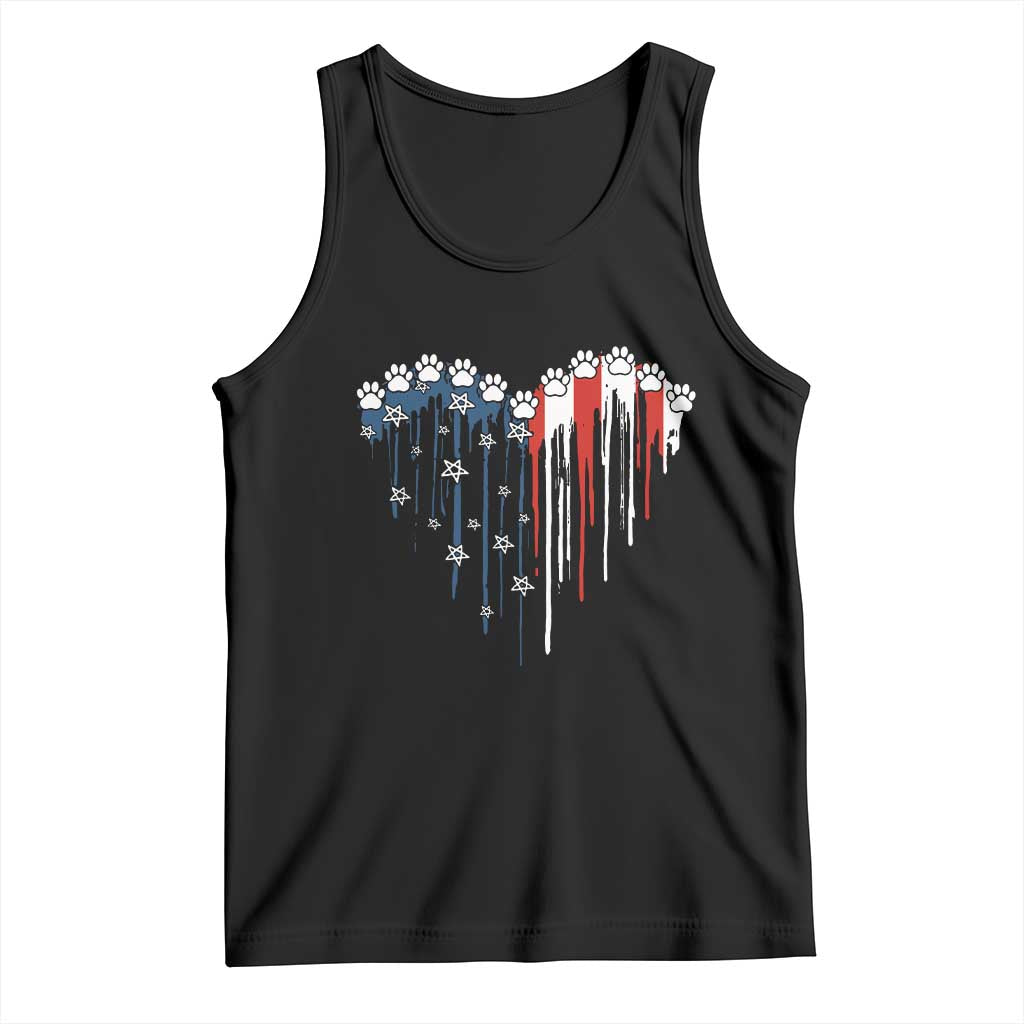 Patriotic Dog And Cat Paw American Flag Heart 4th Of July Tank Top TS11 Black Print Your Wear