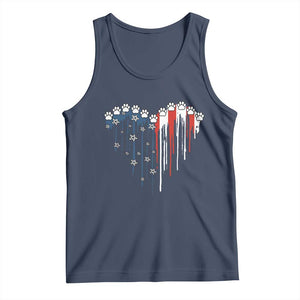 Patriotic Dog And Cat Paw American Flag Heart 4th Of July Tank Top TS11 Navy Print Your Wear